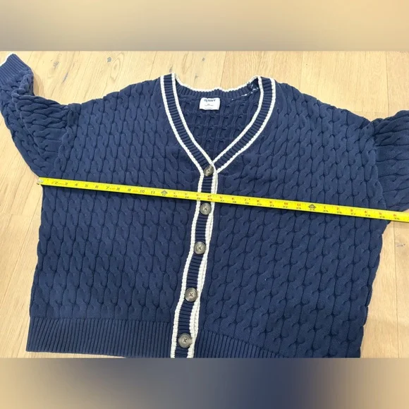 🕶️ Navy Blue Cable Knit Cardigan Sweater size XXL 100% cotton - Picture 5 of 6